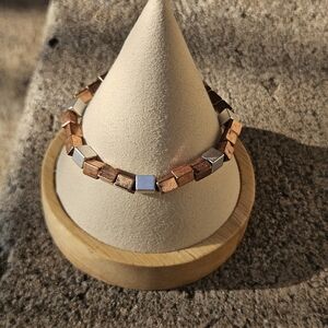 Chic Copper Rose Gold and Silver Geometric Bracelet Women's Jewelry